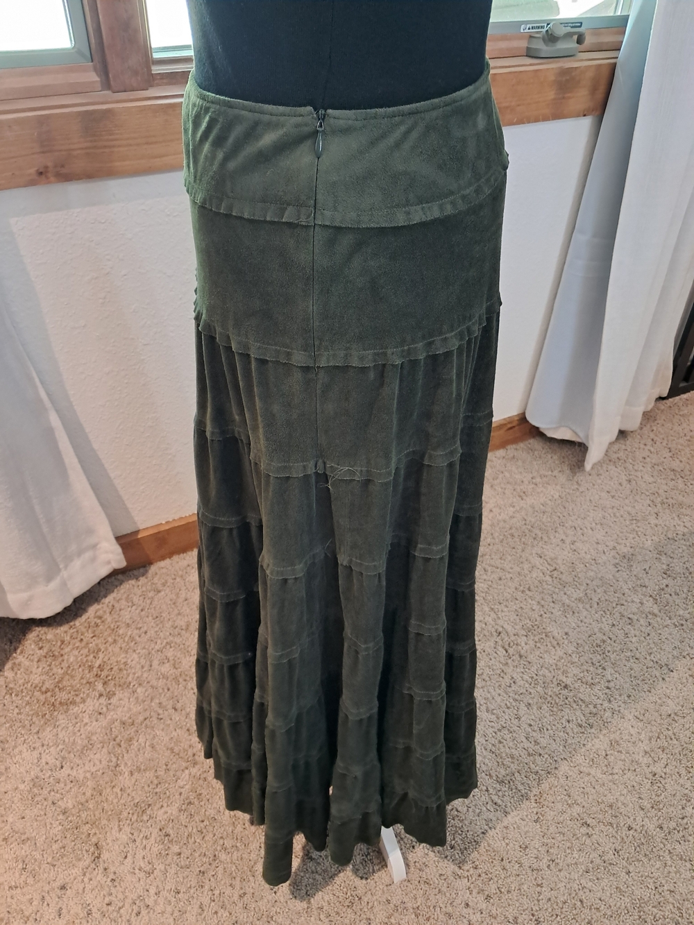 Tribal Olive Green Tiered Maxi Skirt - Picture 4 of 16